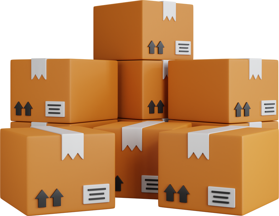 3d rendering lots of shipping boxes isolated